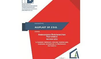 aluplast Ambasadorem Budownictwa Pasywnego 2015